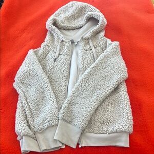 ZELLA Cream Plush Puffer zip up with Hood